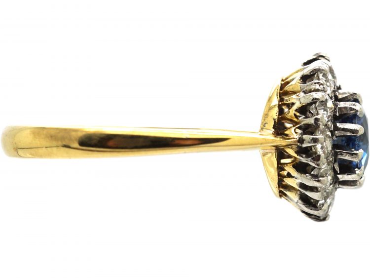 Retro 18ct Gold, Sapphire & Diamond Cluster Ring