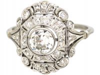 Art Deco Platinum & Diamond Ornate Ring