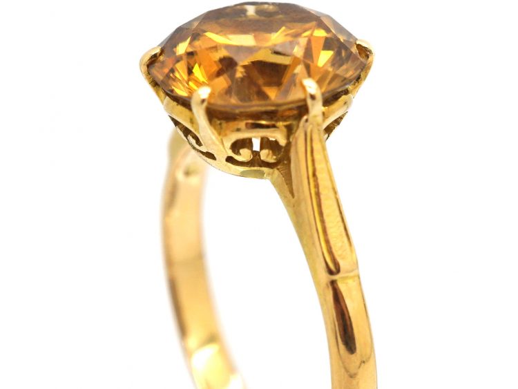 Art Deco 18ct Gold, Orange Zircon Ring