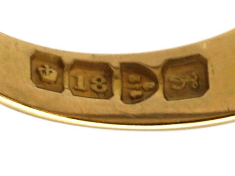 Edwardian 18ct Gold Keeper Ring with Faceted Detail
