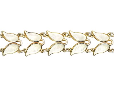 Norwegian Mid Century Silver & White Enamel Bracelet