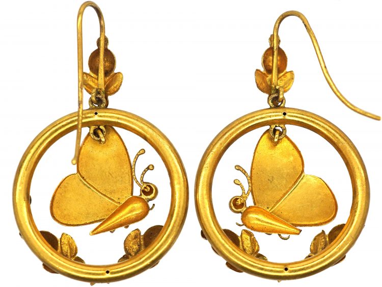 Victorian 15ct Gold Butterfly Earrings