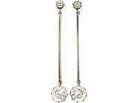 Art Deco Silver & Paste Long Drop Earrings