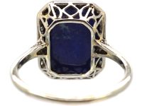 Art Deco Platinum, Lapis Lazuli & Rose Diamond Ring