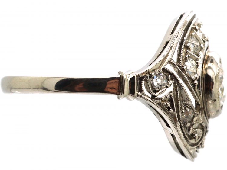 Art Deco 18ct White Gold Diamond Cluster Ring