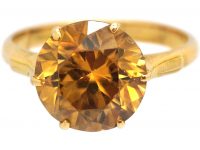 Art Deco 18ct Gold, Orange Zircon Ring