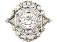 Art Deco Platinum & Diamond Ornate Ring