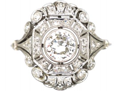 Art Deco Platinum & Diamond Ornate Ring