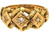 Victorian 18ct Gold Triple Knot Ring set with Three Diamonds