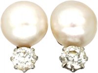 Natural Pearl & Diamond Earrings