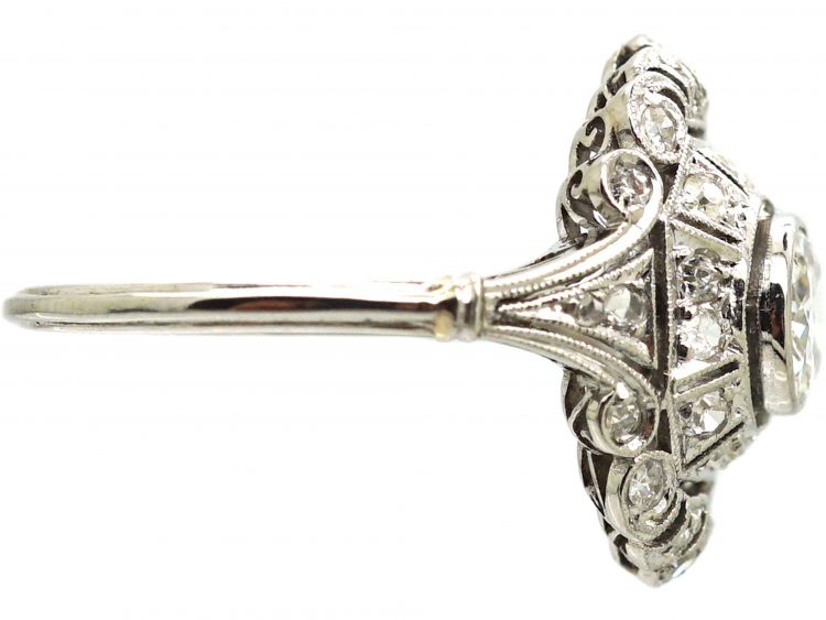 Art Deco Platinum & Diamond Ornate Ring