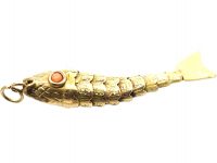 1950s 9ct Gold Articulated Fish Pendant