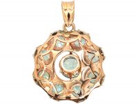 Art Deco 9ct Gold & Zircon Cluster Pendant