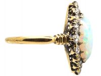 Edwardian 18ct Gold Opal & Diamond Marquise Shaped Ring