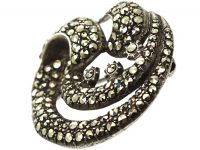 Retro Silver & Marcasite Swirl Brooch