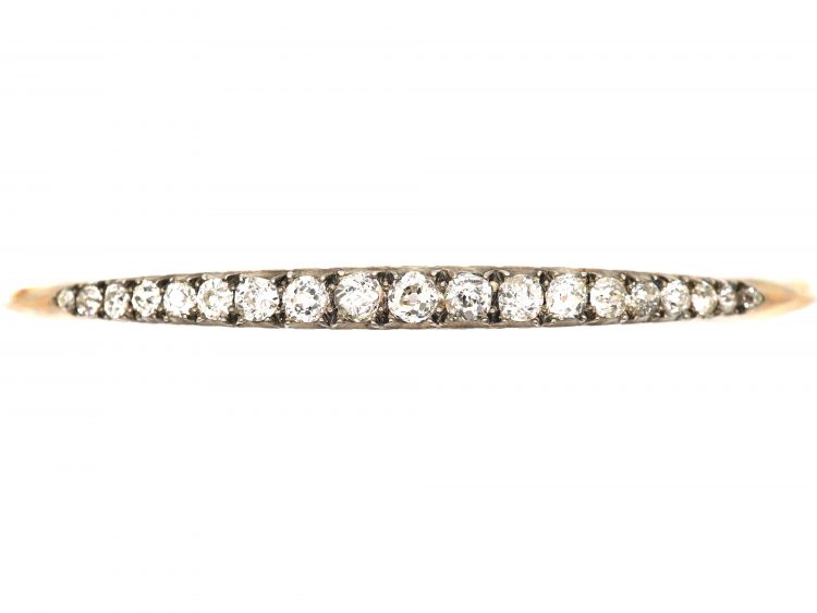 Edwardian 15ct Gold Bangle set with Graduated Old Mine Cut Diamonds