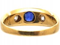 Victorian 18ct Gold Sapphire & Diamond Gypsy Ring