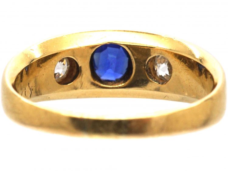 Victorian 18ct Gold Sapphire & Diamond Gypsy Ring