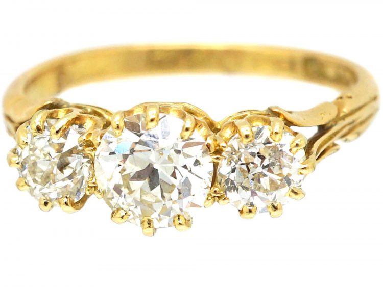 Victorian 18ct Gold Three Stone Diamond Ring