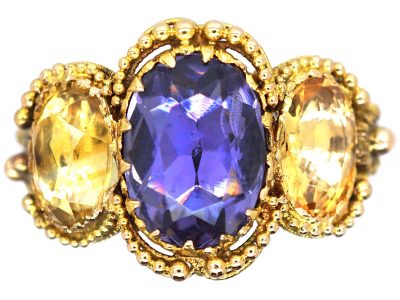 Regency 18ct Gold & Blue & Yellow Paste Ring