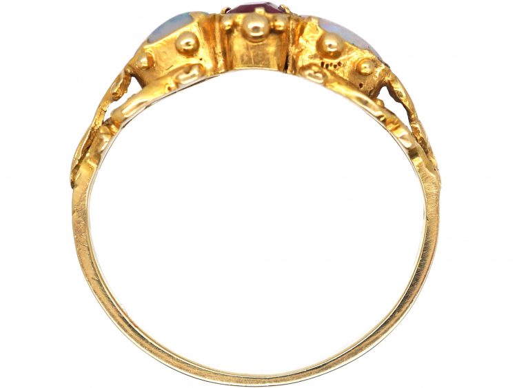 Regency 15ct Gold, Opal & Ruby Ring