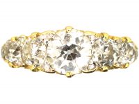 Victorian 18ct Gold, Five Stone Diamond Carved Half Hoop Ring