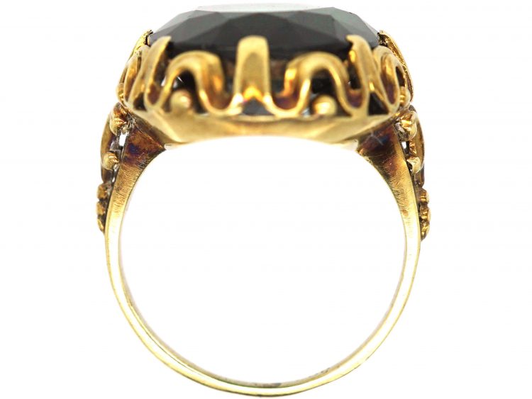 Art Deco 14ct Gold Ring set with a Large Oval Green Tourmaline
