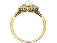 Edwardian 18ct Gold Opal & Diamond Marquise Shaped Ring