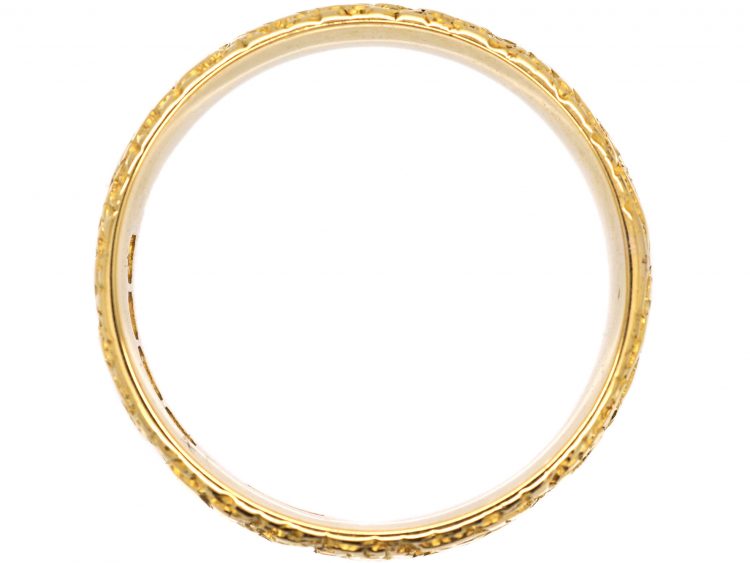 Retro 18ct Gold Wedding Ring with Orange Blossom Design