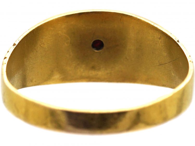 Victorian 15ct Gold, Ruby & Natural Split Pearl Flower Ring