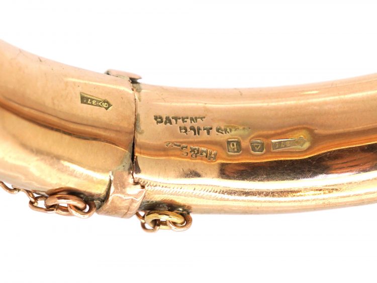 Edwardian 9ct Gold Bangle with Ivy Leaf Engraved Detail