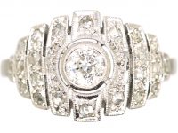 Art Deco French Platinum & Diamond Ring