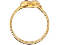 Edwardian 18ct Gold Double Snake Ring set with a Ruby & Diamond
