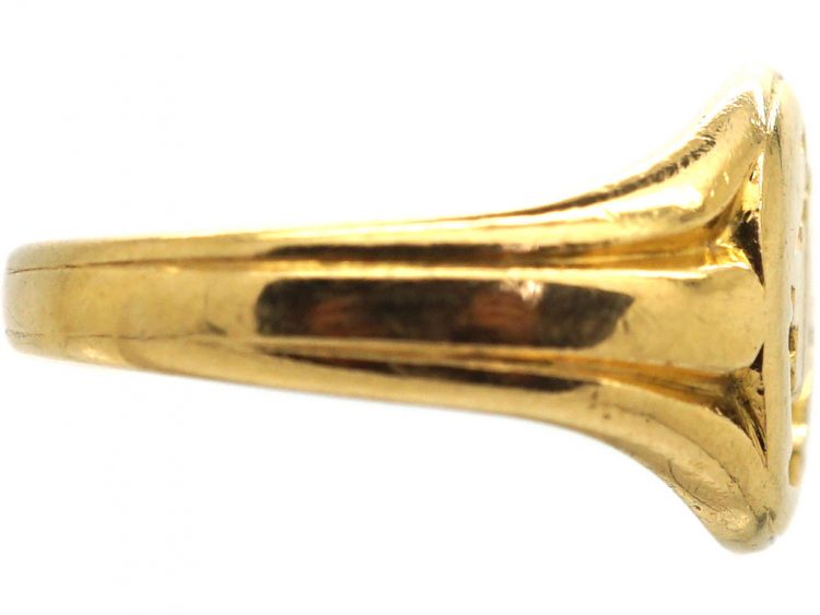 Edwardian 18ct Gold Signet Ring with Intaglio of a Galleon