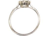 Art Deco Platinum, Diamond Solitaire Ring with Diamond Set Shoulders