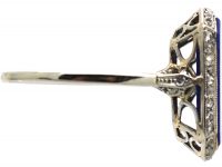 Art Deco Platinum, Lapis Lazuli & Rose Diamond Ring