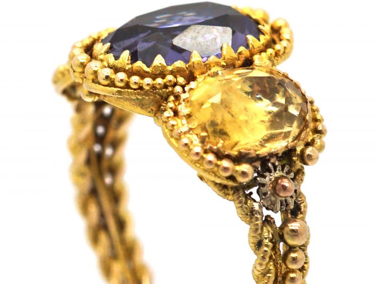 Regency 18ct Gold & Blue & Yellow Paste Ring