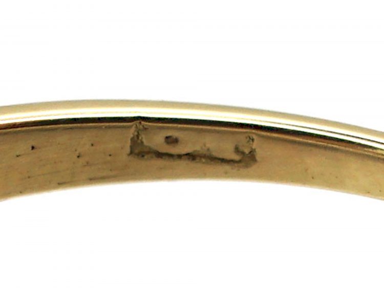 Victorian 18ct Gold, Sapphire & Diamond Carved Half Hoop Ring