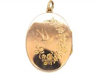 Edwardian 9ct Gold Locket with Swallow & Rose Garland Motif