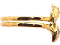 Edwardian 18ct Gold Double Snake Ring set with a Ruby & Diamond