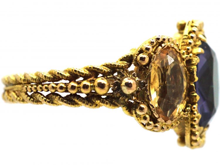 Regency 18ct Gold & Blue & Yellow Paste Ring