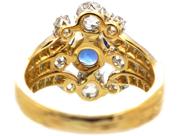 French Belle Epoque 18ct Gold & Platinum, Sapphire & Diamond Ring