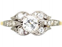 Art Deco Platinum, Ribbon Design Diamond Ring