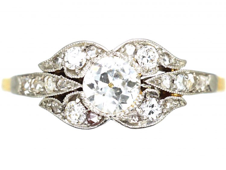 Art Deco Platinum, Ribbon Design Diamond Ring