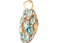 Art Deco 9ct Gold & Zircon Cluster Pendant