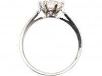 Art Deco Platinum & Diamond Solitaire Ring with Diamond Set Shoulders