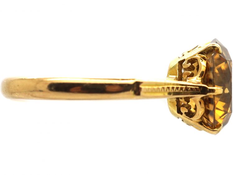 Art Deco 18ct Gold, Orange Zircon Ring