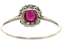 Edwardian Platinum, Ruby & Diamond Cluster Ring