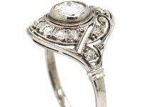 Art Deco 18ct White Gold Diamond Cluster Ring