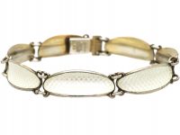 Mid Century Silver & White Enamel Bracelet by David Andersen